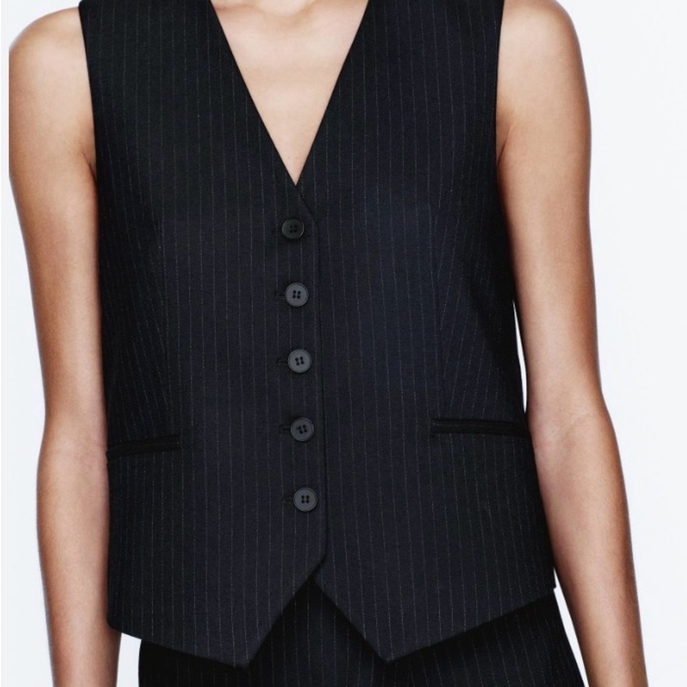 Black Pinstripe Women's Vest Zara